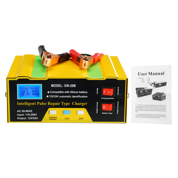 12V/24V Car Battery Charger Full Auto Intelligent 10A Pulse Repair Maintenance
