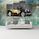Miico Hand Painted Four Combination Decorative Paintings Retro Yellow Car Wall Art For Home Decoration
