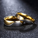 Gold Shine Stainless Steel Zircon Couple Ring Women Men Jewelry For Wedding Gift