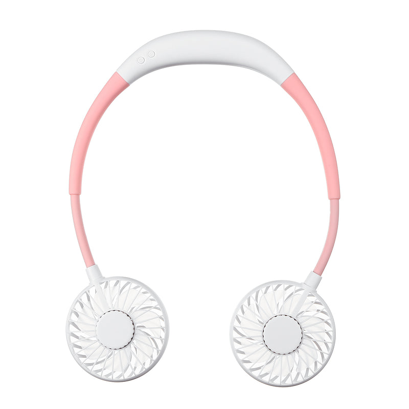 3 Speed Adjustable Hand Free USB Personal Fan Aromatherapy Portable Handheld Mini LED Fan Headphone Design Neckband Hanging Fan