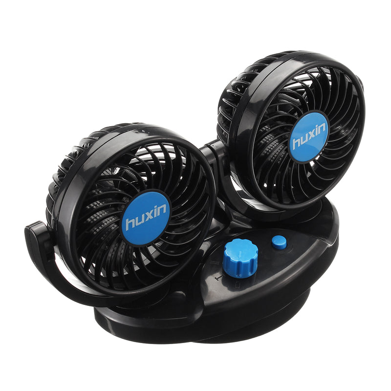 DC12V 2 Head 360Rotation Car Auto Vehicle Cooling Air Fan Silent Cooler 2 Speed