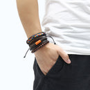 3 Pcs Men's Bracelet Bohemian Bead Leather Colorful Braided Bracelet for Men Fashion Gift