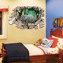 3D Elephant Forest Living Room Bedroom Animals Floor Home Background Wall Decor Creative Stickers