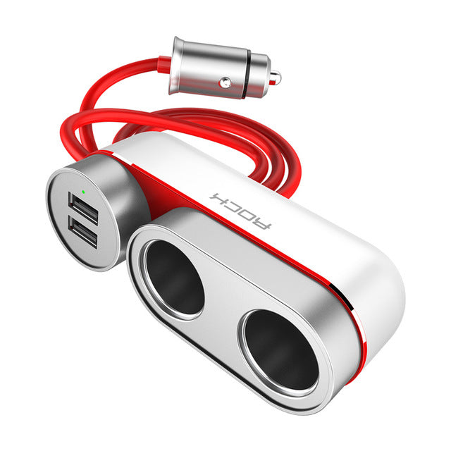 Rock 12V-24V 4.8A Car Cigarette Lighter Socket Splitter Dual USB Car Charger for Mobile Phone
