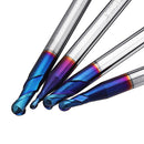 Drillpro R0.5-R2 HRC60 2 Flutes Ball Nose End Mill 50mm Blue NaCo Coating CNC Milling Cutter