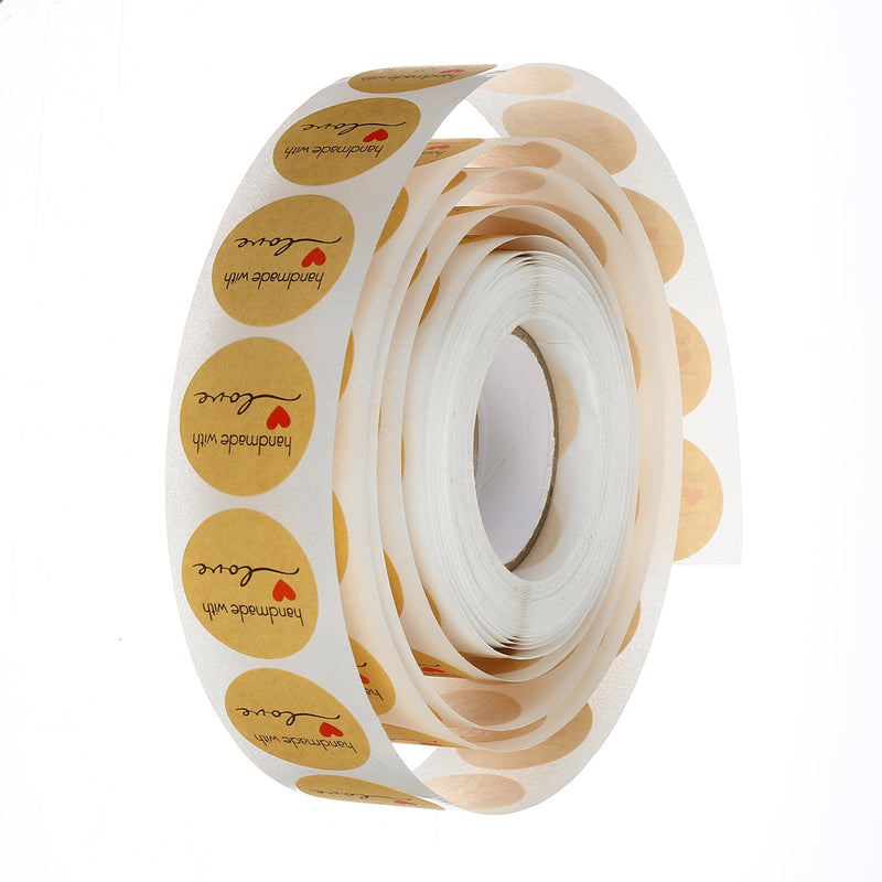 500PCS Kraft Paper Handmade With Love Sticker DIY Gifts Wrap Cookies Packaging Sticker
