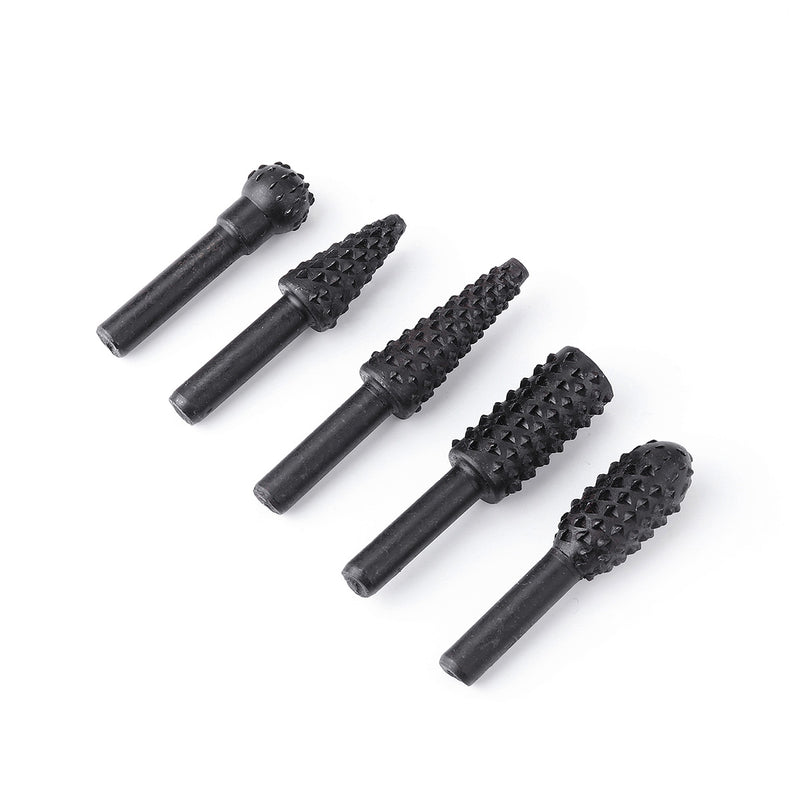 5pcs 1/4 Inch Drill Bit Set Rotary File Burr for Woodworking Wood Carving Tool