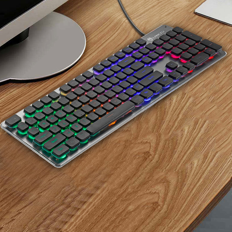 The Wolf Way 104Key Backlit USB Wired Ultra-thin Quiet Gaming Keyboard For Laptop and Desktop