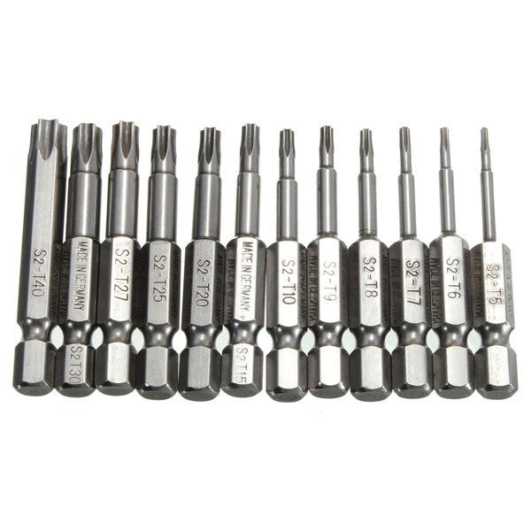 12pcs 1/4 Inch 50mm T5-T40 Magnetic Torx Screwdriver Bits Set