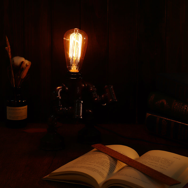 E27 Bulb Robot Lamp Light Industrial Pipe Desk Table Lamp Lighting Home Decoration