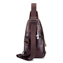 Men Leather Chest Bag Shoulder Bag Outdoor Travel Cross Body Messenger Bag