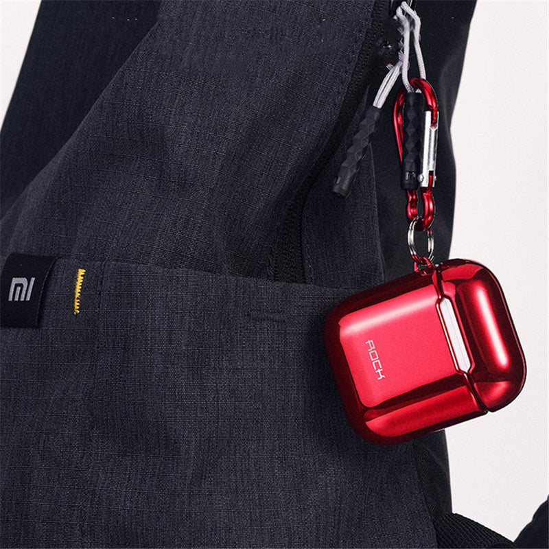 Rock Plating Dust-proof Earphone Protective Case With Anti-lost Hook For Apple AirPods 2017 / Apple AirPods 2019