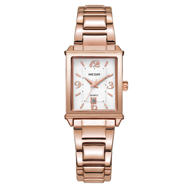 MEGIR 1079 Rose Gold Case Calendar Quartz Watch Elegant Style Women Wrist Watch for Lovers