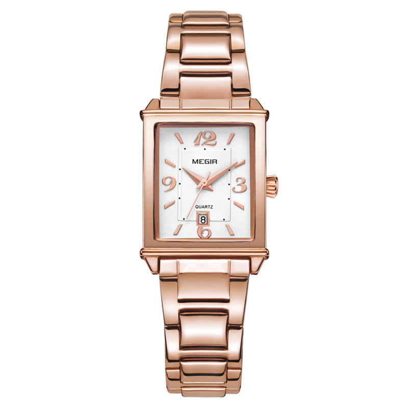 MEGIR 1079 Rose Gold Case Calendar Quartz Watch Elegant Style Women Wrist Watch for Lovers