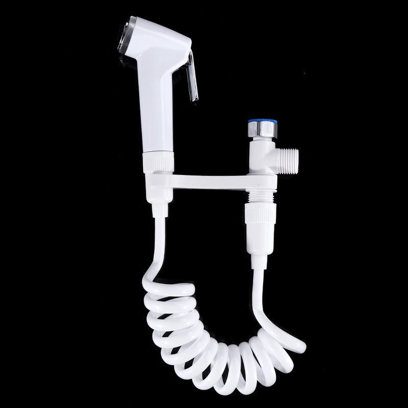 ABS Portable Bidet Sprayer Set Handheld Three Outlet Water Separator Retractable w/ 1.5m Spring 1/2" Hose Adapter Free Mounting Bracket Switch Toilet Cleaning Tool