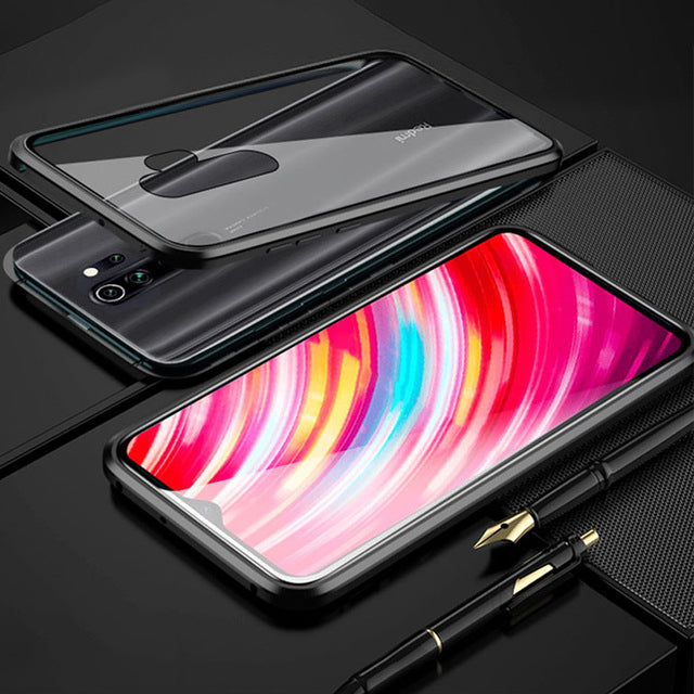 Bakeey Magnetic Adsorption Metal Tempered Glass Flip Protective Case for Xiaomi Redmi Note 8 Pro