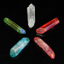 5pcs 35-38mm Titanium Rainbow Natural Quartz Crystals Pendant Bead Healing Point