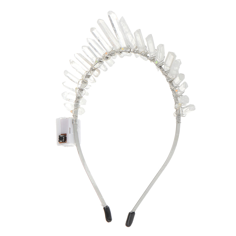 LED Crown Crystal Headband Headdress Garland Bridal Jewelry 3 Mode Flash Light Christmas Halloween Party Gift