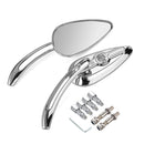 Motorcycle Chrome Skull Teardrop Rearview Mirrors For Harley Dyna Electra Glide