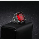 E-commerce Source Of Origin Europe And America Domineering Titanium Steel Men's Set Ruby Ring
