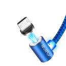 RAXFLY 90 Degree Reversible Micro USB LED Magnetic Braided Fast Charging Data Cable 1m
