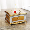 Classical Dressing Table Rotating Girl Music Box With Makeup Mirror Drawer Couple Music Box