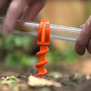 Plastic Spiral Screw Shape Tent Nail Hiking Camping Beach Tent Stakes Peg Nail w/ Clear Tube for Outdoor Travel