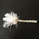 White Diamond Flapper Girls With Feather Plume Headband HairPiece