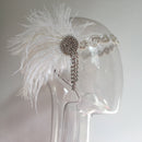 White Diamond Flapper Girls With Feather Plume Headband HairPiece