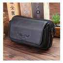 Fashion Black Pu Leather Fanny Pack, Mens Waist Travel Cellphone Pouch Hip Belt Bum Bag