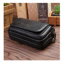 Fashion Black Pu Leather Fanny Pack, Mens Waist Travel Cellphone Pouch Hip Belt Bum Bag