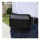 Fashion Black Pu Leather Fanny Pack, Mens Waist Travel Cellphone Pouch Hip Belt Bum Bag