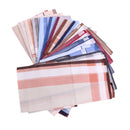 12pcs Vintage Handkerchief Mens Woven Cotton Square Striped Pocket Hanky