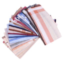 12pcs Vintage Handkerchief Mens Woven Cotton Square Striped Pocket Hanky
