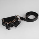 Women Retro Mini Waist Bag Fanny Pack PU Leather Key Pocket with Tassel