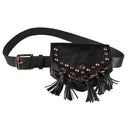 Women Retro Mini Waist Bag Fanny Pack PU Leather Key Pocket with Tassel