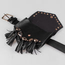 Women Retro Mini Waist Bag Fanny Pack PU Leather Key Pocket with Tassel