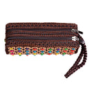Retro Woven Beads Ethnic Long Handbag Zip Around Clutch Bags With Wristlet
