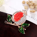 Red Enamel Rhinestone Pomegranate Alloy Brooch Pin Broach For Woman Jewelry