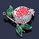 Red Enamel Rhinestone Pomegranate Alloy Brooch Pin Broach For Woman Jewelry
