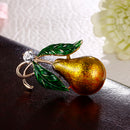 Crystals Enamel Yellow Pear Fruit Brooch Pin for Wedding Bridal Badge Brooch