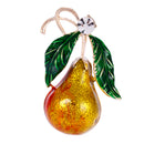 Crystals Enamel Yellow Pear Fruit Brooch Pin for Wedding Bridal Badge Brooch