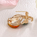 Crystals Enamel Yellow Pear Fruit Brooch Pin for Wedding Bridal Badge Brooch