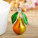 Crystals Enamel Yellow Pear Fruit Brooch Pin for Wedding Bridal Badge Brooch