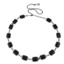 Shiny Rhinestone Blackcube Belly Waist Body Chain Slim Waist Belt Jewelry