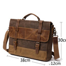 Vintage Leather Men Business Travel 15.6" Laptop Briefcase Messenger Bag Satchel