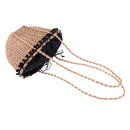 Lady Handmade Woven Handbag Vintage Straw Knitted Summer Casual Beach Tote Bag