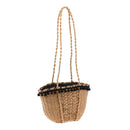Lady Handmade Woven Handbag Vintage Straw Knitted Summer Casual Beach Tote Bag