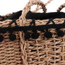 Lady Handmade Woven Handbag Vintage Straw Knitted Summer Casual Beach Tote Bag