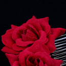 Wedding Bridal Pearl Hair Comb Red Rose Crystal Headpiece Hair Accessory 10 x 9cm
